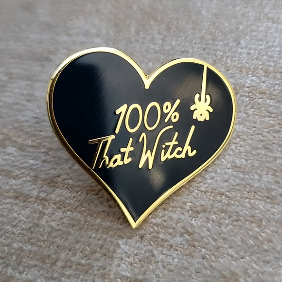 🆕️🆑️ Enamel Lapel Pin | 100% THAT WITCH | Black Heart ♡ - Picture 3 of 8